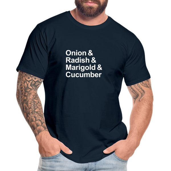 Onion & Radish & Marigold & Cucumber - T-shirt - deep navy