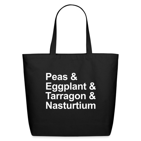 Peas & Eggplant & Tarragon & Nasturtium - Tote Bag - black