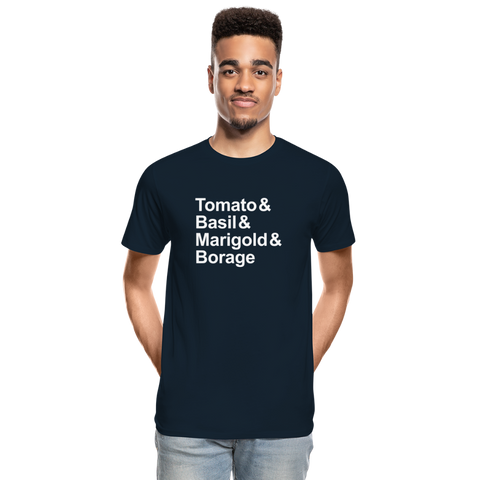 Tomato & Basil & Marigold & Borage - T-shirt - deep navy
