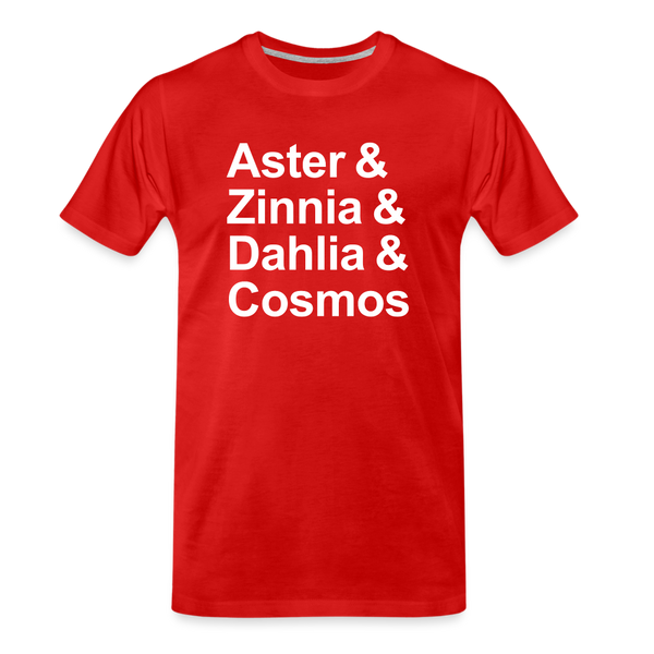 Aster & Zinnia & Dahlia & Cosmos - T-shirt - red