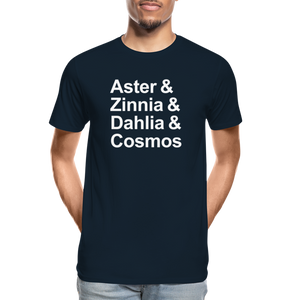 Aster & Zinnia & Dahlia & Cosmos - T-shirt - deep navy