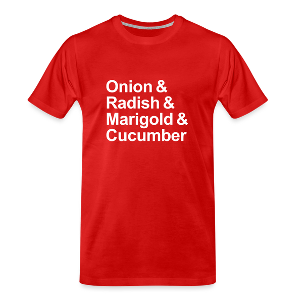 Onion & Radish & Marigold & Cucumber - T-shirt - red