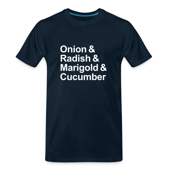 Onion & Radish & Marigold & Cucumber - T-shirt - deep navy