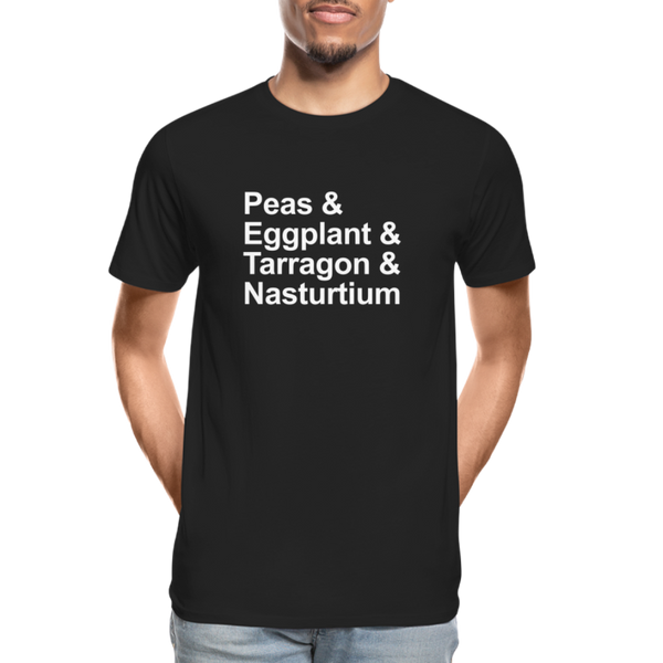Peas & Eggplant & Tarragon & Nasturtium - T-shirt - black