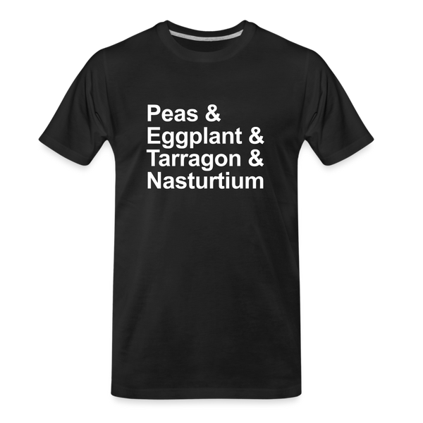 Peas & Eggplant & Tarragon & Nasturtium - T-shirt - black