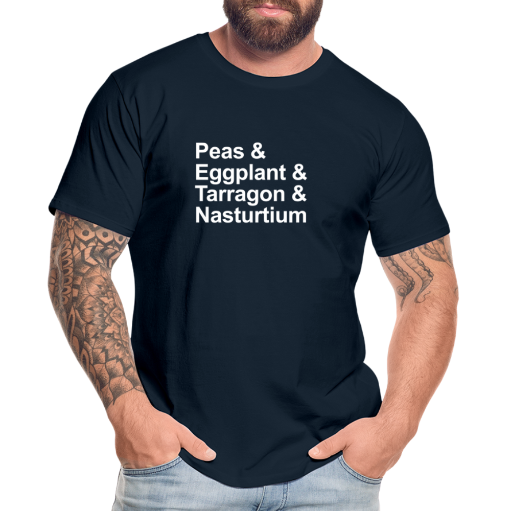 Peas & Eggplant & Tarragon & Nasturtium - T-shirt - deep navy