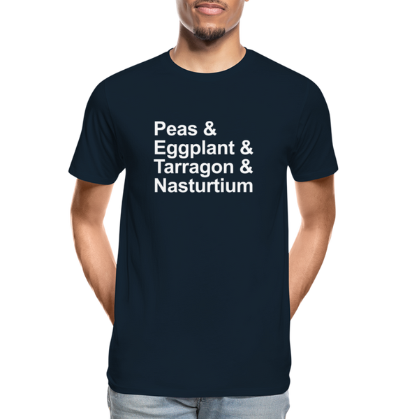 Peas & Eggplant & Tarragon & Nasturtium - T-shirt - deep navy