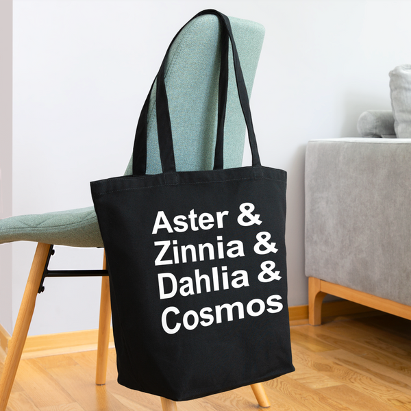 Aster & Zinnia & Dahlia & Cosmos - Tote Bag - black