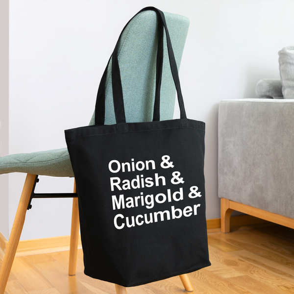 Onion & Radish & Marigold & Cucumber - Tote Bag - black