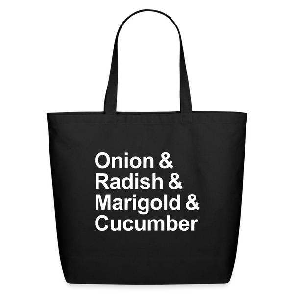 Onion & Radish & Marigold & Cucumber - Tote Bag - black